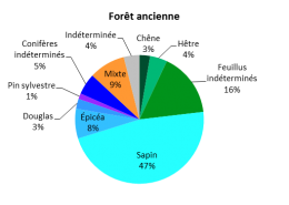 essences présentes en forêts anciennes dans le PNR du Pilat